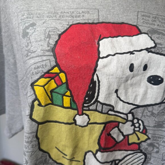 Peanuts Retro Santa Snoopy Graphic Distressed T Shirt - Picture 7 of 15